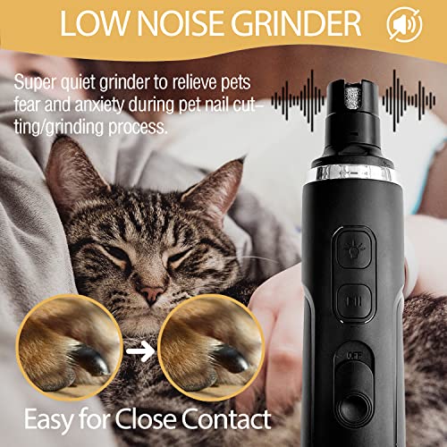 Sutekus Dog Nail Grinder Pet Nail Grinder with Nail Clippers Set Rechargeable Pet Nail Trimmer with LED Light for Small Medium Large Dogs & Cats