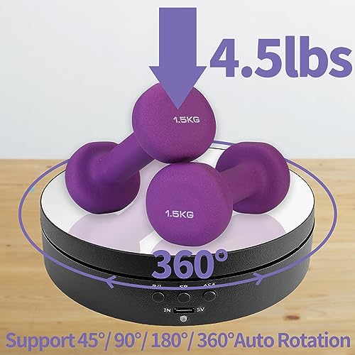 Sutekus Rotating Display Stand 360 Degree Motorized Turntable Revolving Base with Mirror Glass for Photography Live Streaming Products Jewelry 3D Models