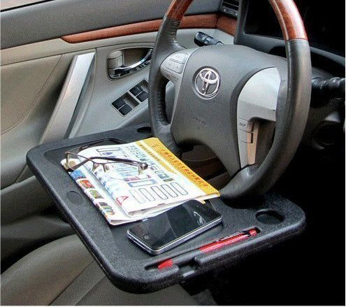 Sutekus Car Steering Wheel Desk Portable Double Sided Car Tray for Laptop Dining Food Drink Work Writing