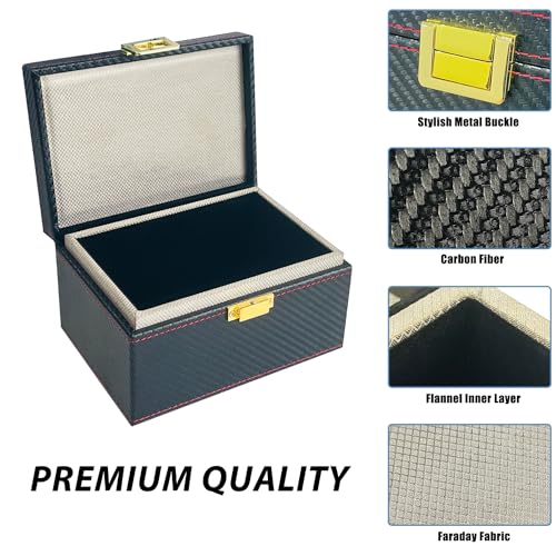 Sutekus Faraday Box Carbon Fiber Key Fob Protector Car Key Safe Protector RFID Signal Blocking Cages Signal Shielding Box