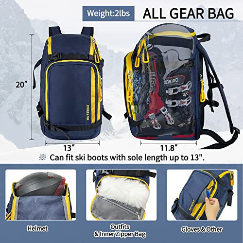 Sutekus Ski Boot Bag Skiing Travel Backpack Snowboard Boots Bag Travel Luggage For Skis, Helmet, Goggles, Gloves, Snowboard & Gear Accessories