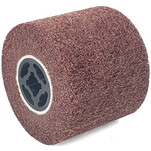 Sutekus Non-Woven Abrasive Flap Wheels Wire Drawing Burnishing Polishing Wheel for Metal Surface Treatment 4.7" x 4" with 3/4" Quad Keyway, 80Grit