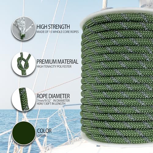 Sutekus 5/16" Accessory Cord Rope High Strength Utility Paracord 8mm Reflective Paracord Hiking Fishing Climbing Packaging 130FT