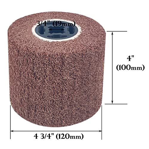 Sutekus Non-Woven Abrasive Flap Wheels Wire Drawing Burnishing Polishing Wheel for Metal Surface Treatment 4.7" x 4" with 3/4" Quad Keyway, 80Grit