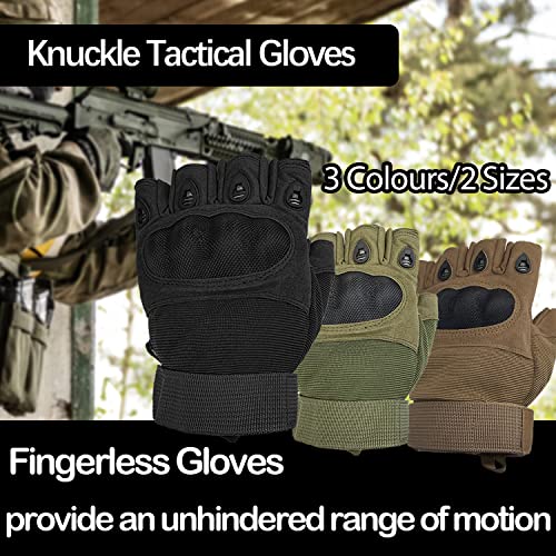 Sutekus Fingerless Tactical Gloves Touchscreen Work Gloves with Hard Knuckle Half Finger Utility Gloves for Sports Work Outdoor