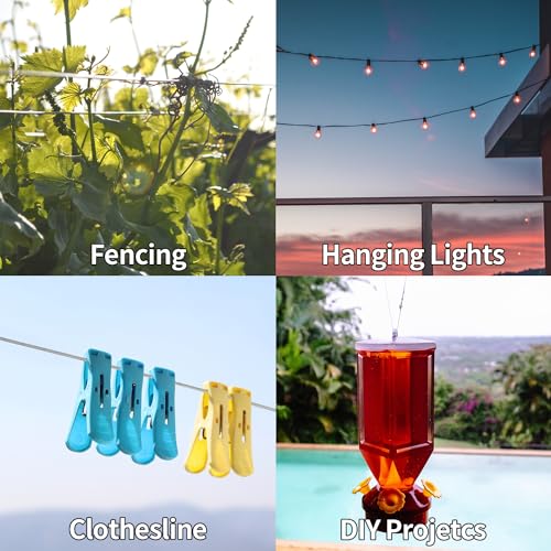 Sutekus 1/16 Wire Rope Aircraft Cable 304 Stainless Steel Cable 7x7 Strand Core Steel Wire for Hanging Garden Yard String Lights Picture Clothesline