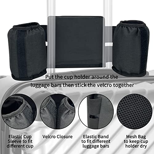 Sutekus Luggage Cup Holder Foldable Travel Drink Beverages Caddy Free Hand Drinks Carrier with Thermal Insulation Essential Flight Attendant Accessories