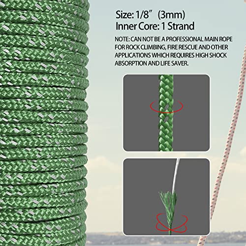 Sutekus Reflective Paracord High Strength Utility Rope Nylon Paracord for Camping Tent Outdoor Hunting Backpacking Packaging, Sizes of 1/8" 5/32" 3/16"