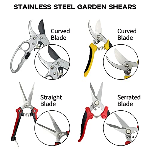 Sutekus 4 Pack Garden Pruning Set Shears Hand Pruners Bypass Pruning Shears Clippers Garden Trimmer Scissors Kit With Case