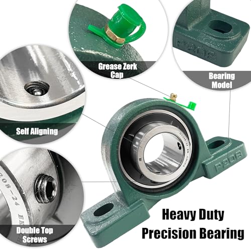 Sutekus UCP205-16 Pillow Block Bearing Mounted Pillow Block Bearings with 1" Bore Solid Cast Iron Base Self Alignment Bearings, 2Pack
