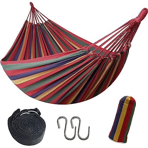 Sutekus Double Hammock Outdoor Traveling Camping Hammock Two Person Portable Hammock with Rope and Carrying Pouch