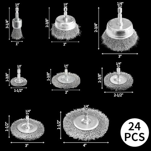 Sutekus Cup Brush, Wheel Brush, Pen Brush Set with 1/4-Inch Hex Shank, Carbon Steel Wire Wheel Brush Wire Brush Drill Attachments for Rust Removal, Corrosion and Scrub Surfaces