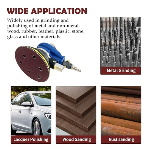 Sutekus 5" Random Orbital Sander Kit Dual Action Palm Sander Pneumatic Sander Polisher with 10 Pcs Sandpapers and Dust Bag for Auto Body Work Woodworking Polishing