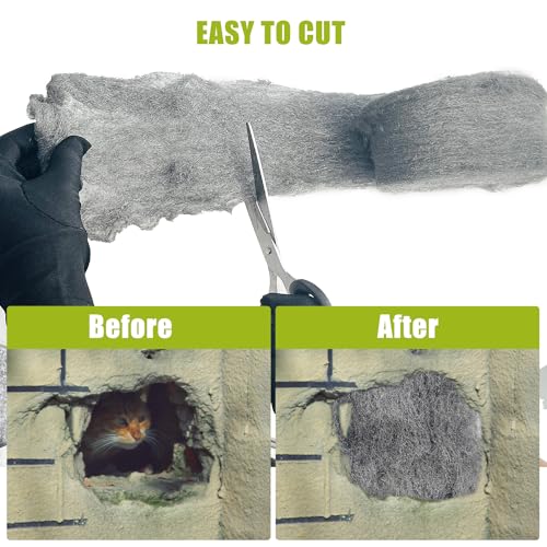 Sutekus Steel Wool Roll Fill Fabric Gap Filler Wire Mesh Roll Hardware Cloth for Holes Wall Cracks Vents Protect House Garden Garage Office, 4 Roll