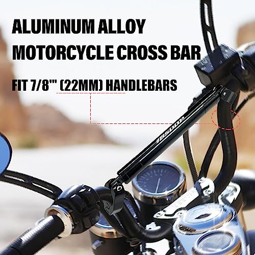 Sutekus Universal Adjustable Motorcycle Handlebar Brace with 7/8″(22mm) Clamp Diameter Aluminum Alloy Motorbike Balance Beam Handlebar Crossbar, Black