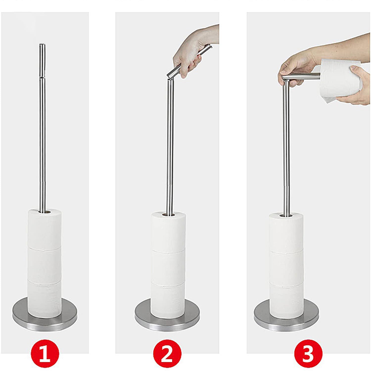 Sutekus Toilet Paper Holder Stand Free Standing Toilet Paper Roll Holder 22" Tissue Rack Stainless Steel Toilet Paper Stand with Heavy Base