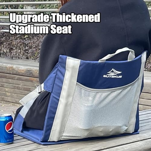 Sutekus Stadium Seat Cushion Waterproof Nylon Portable Bleacher Cushion Ultralight Seat Padding with Back Support for Sports Fishing Kayaks Camping