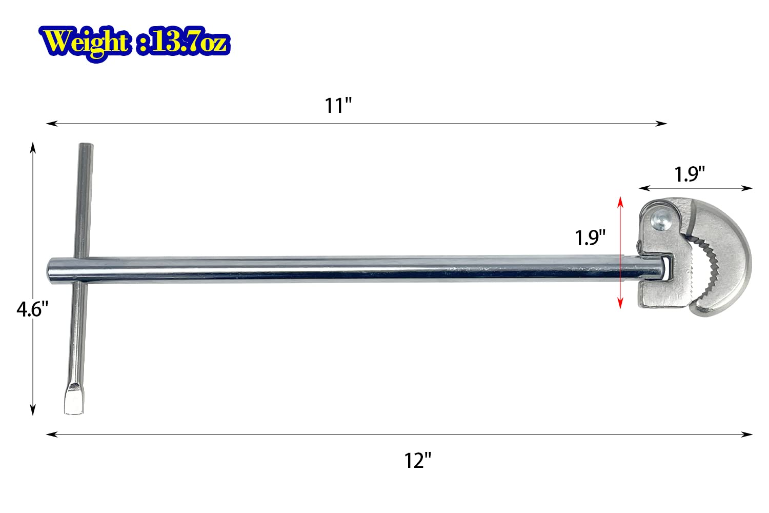 Sutekus 11" Basin Wrench with 3/8'' to 1-1/4'' Capacity Jaw, Spring Loaded Pipe Wrench for Tight Space