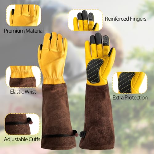 Sutekus Gardening Gloves for Women/Men Long Sleeve Work Garden Gloves Rose Pruning Thorn proof Forearm Protection Gauntlet