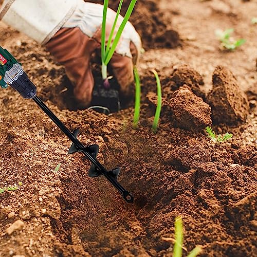 Sutekus Auger Drill Bit for Planting Heavy Duty Garden Auger Spiral Drill Bit Easy Bulb Auger Planter Tool for Bedding Digging Plants Flowers