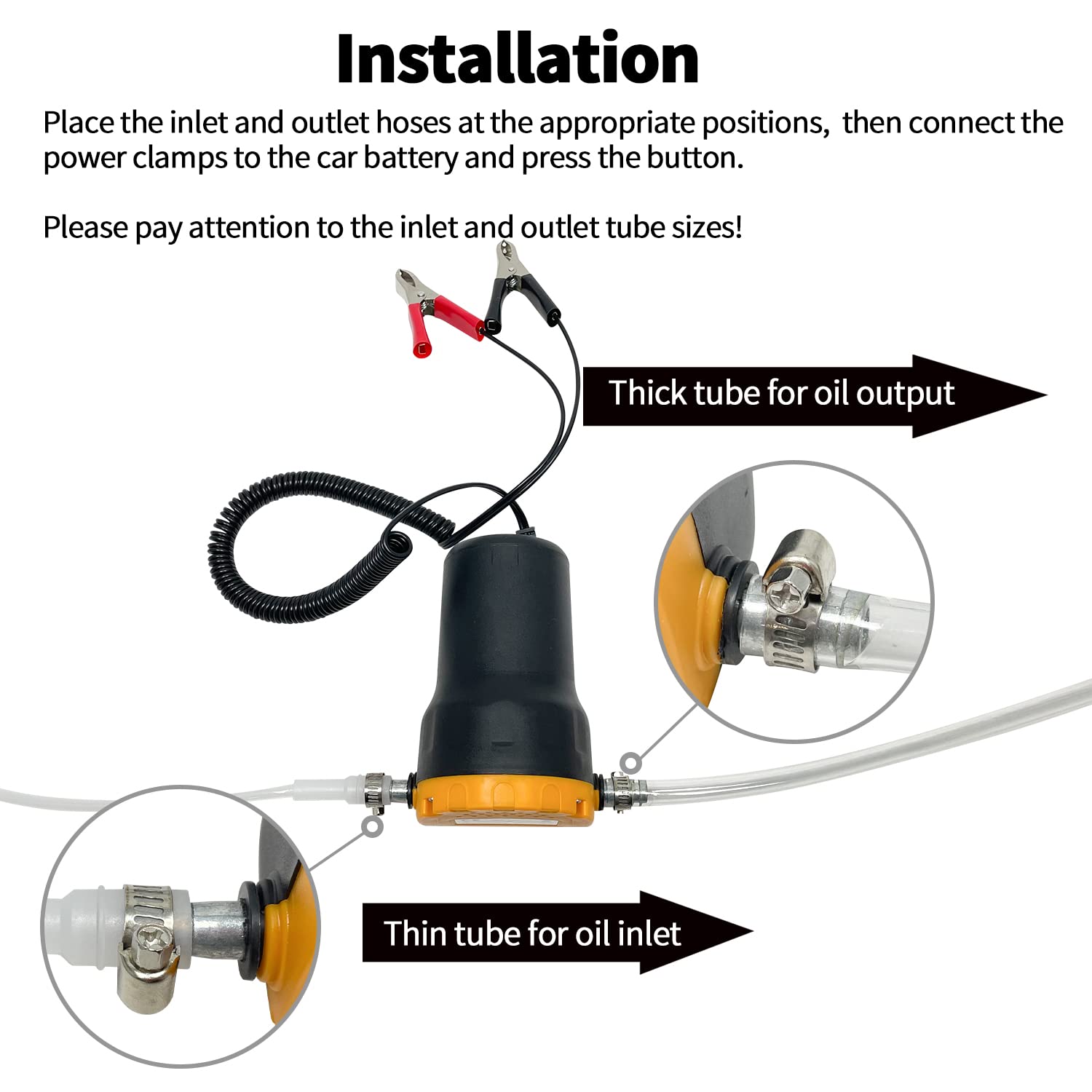 Sutekus Oil Pump Extractor 12V 60W Diesel Fluid Scavenge Suction Pump Oil Change Pump for Car Truck Rv Boat ATV