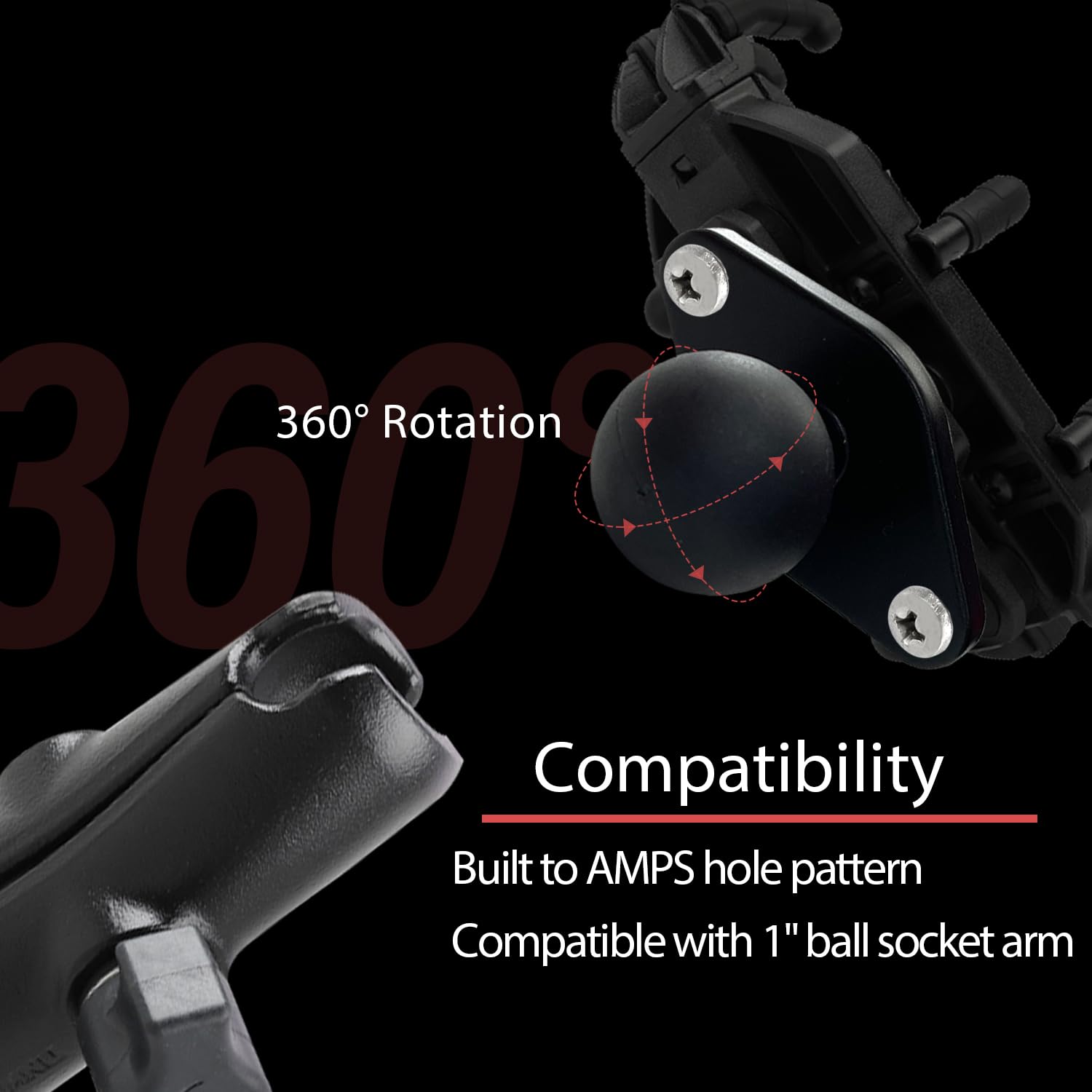 Sutekus 1" Ball Adapter with Diamond Mount Base Universal Mount Motorcycle Mount GPS Ball System Mount
