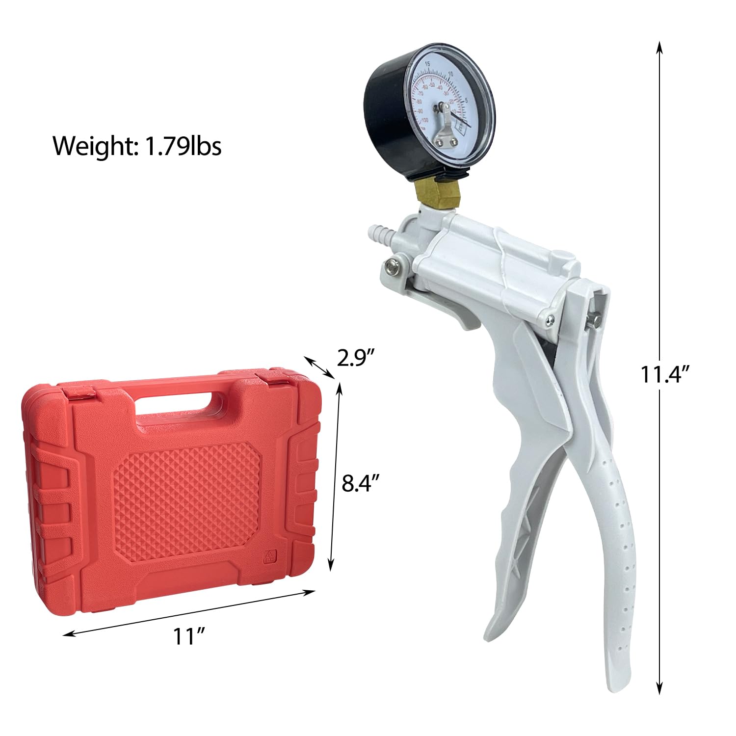 Sutekus Automotive Brake Bleeding Kit Hand Held Vacuum Pump Tester Tool Set with Quick Vacuum Release & Adapters, White
