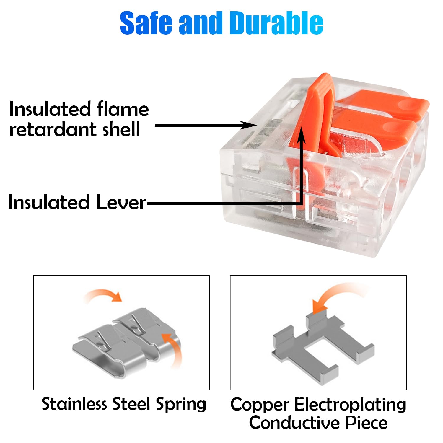 Sutekus 100pcs Lever Nuts Assortment Compact Splicing Wire Connectors Kit Wire Nuts Lever Wire Connectors Lever Wire Nuts Quick Wire Connectors