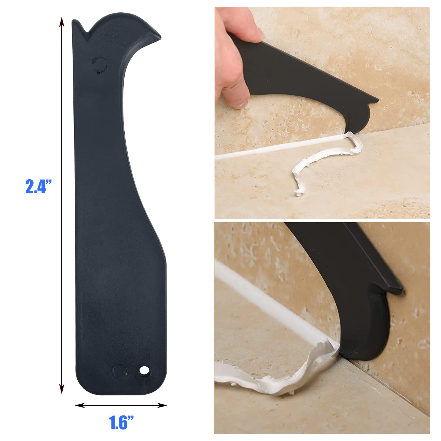 Sutekus 3 in 1 Silicone Caulking Tools Sealant Finishing Tool Grout Scraper Glass Glue Angle Scraper for Kitchen Bathroom Window Sink Joint