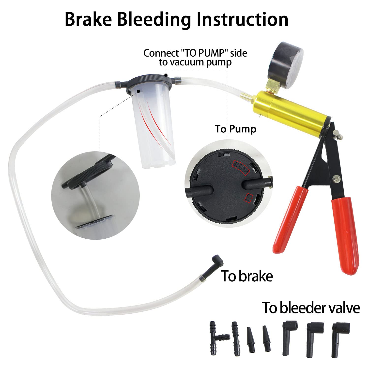 Sutekus Brake Bleeding Kit Hand Held Vacuum Pump Tester Set for Automotive & Food Canning