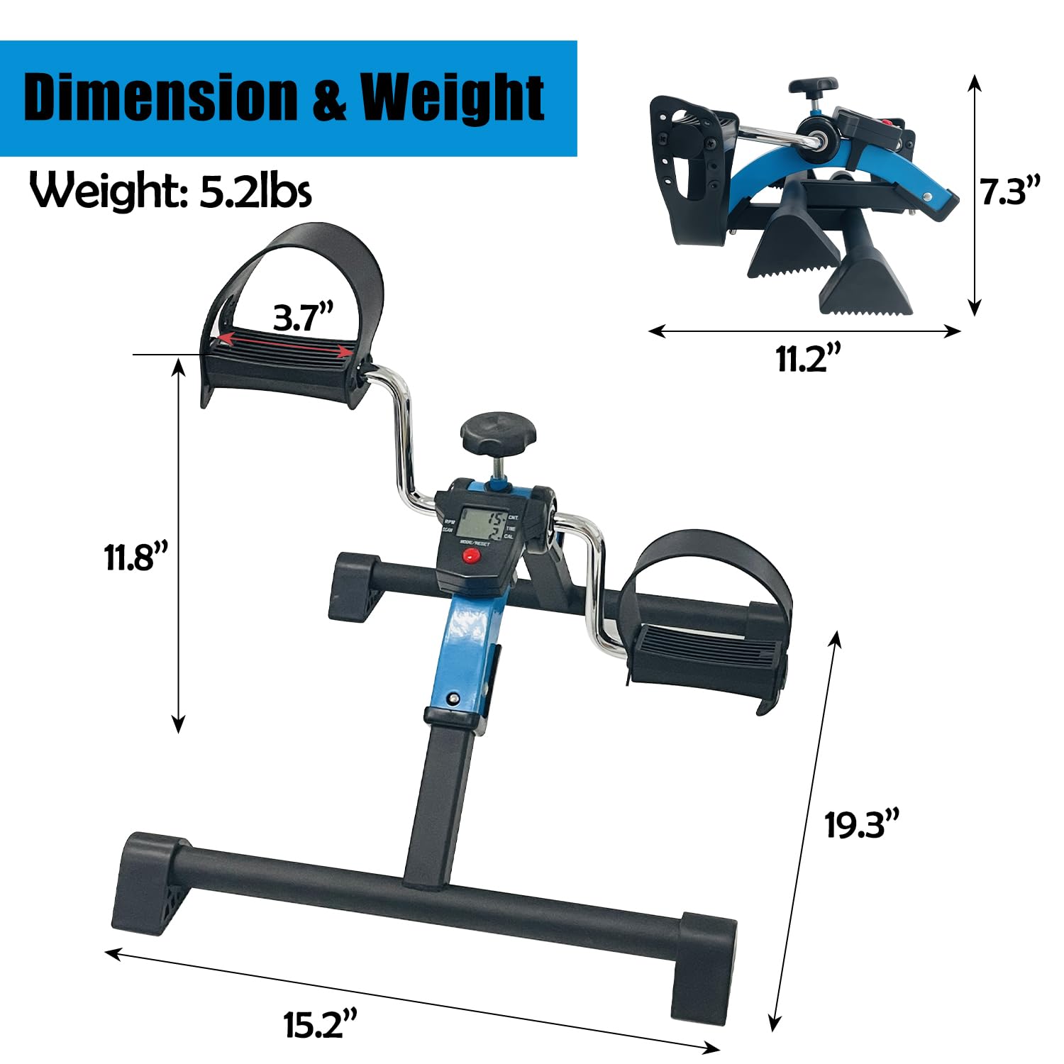 Sutekus Folding Pedal Exerciser Under Desk Bike Pedal Exerciser with Electronic Display Foot Hand Cycle Portable Peddler Machine Arm Leg Exerciser While Sitting