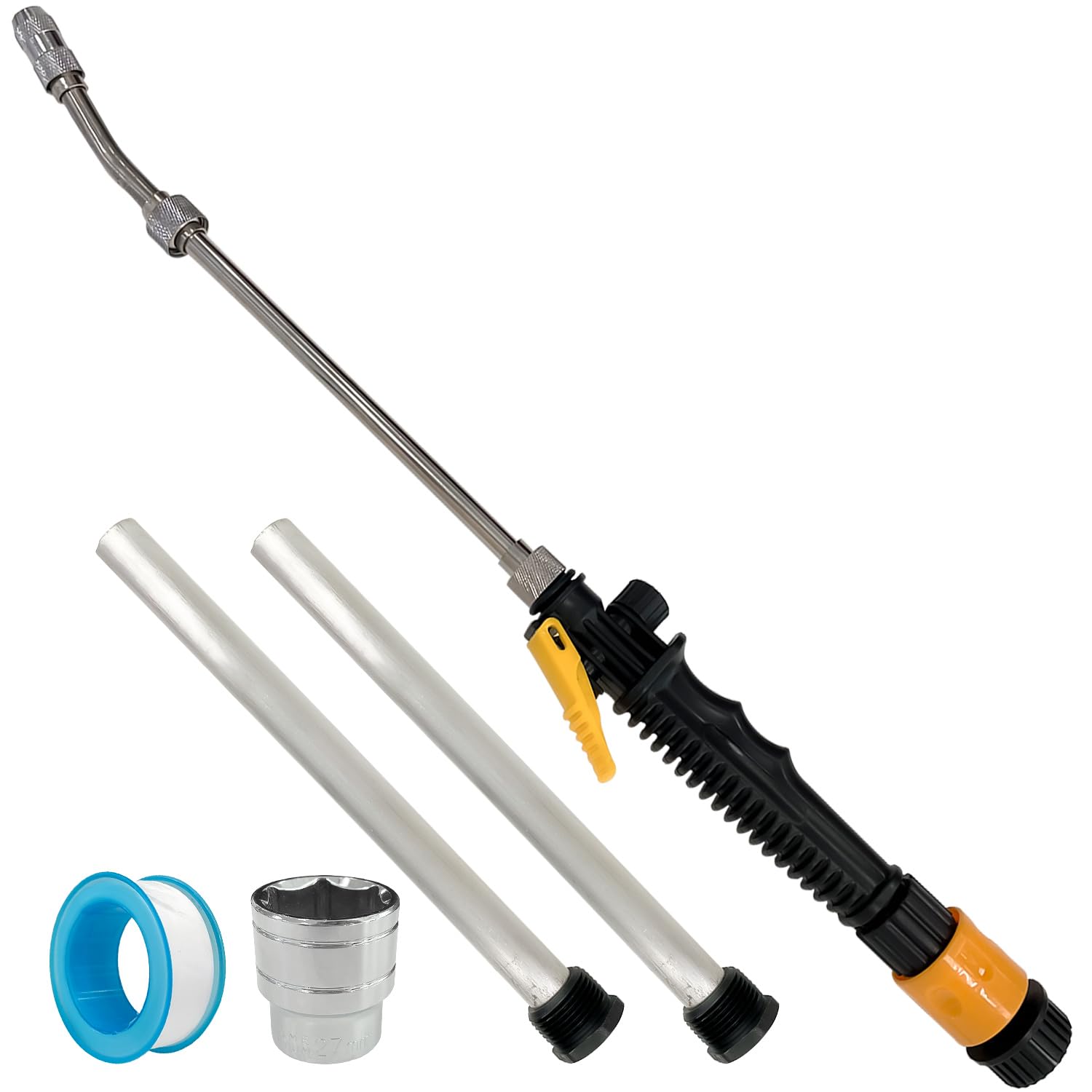 Sutekus RV Water Heater Anode Rod and Flush Wand Set Remove Sediment and Scale RV Water Heater Tank Rinser Flusher with 3/4" NPT Magnesium Rod & Seal Tape