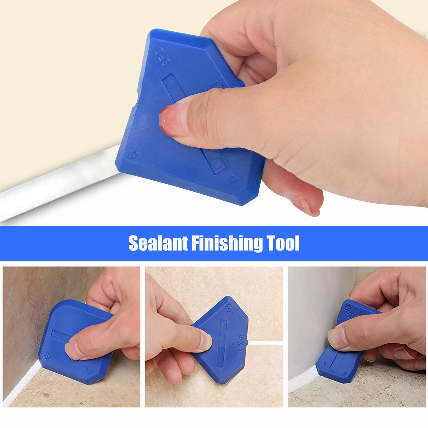 Sutekus 3 in 1 Silicone Caulking Tools Sealant Finishing Tool Grout Scraper Glass Glue Angle Scraper for Kitchen Bathroom Window Sink Joint