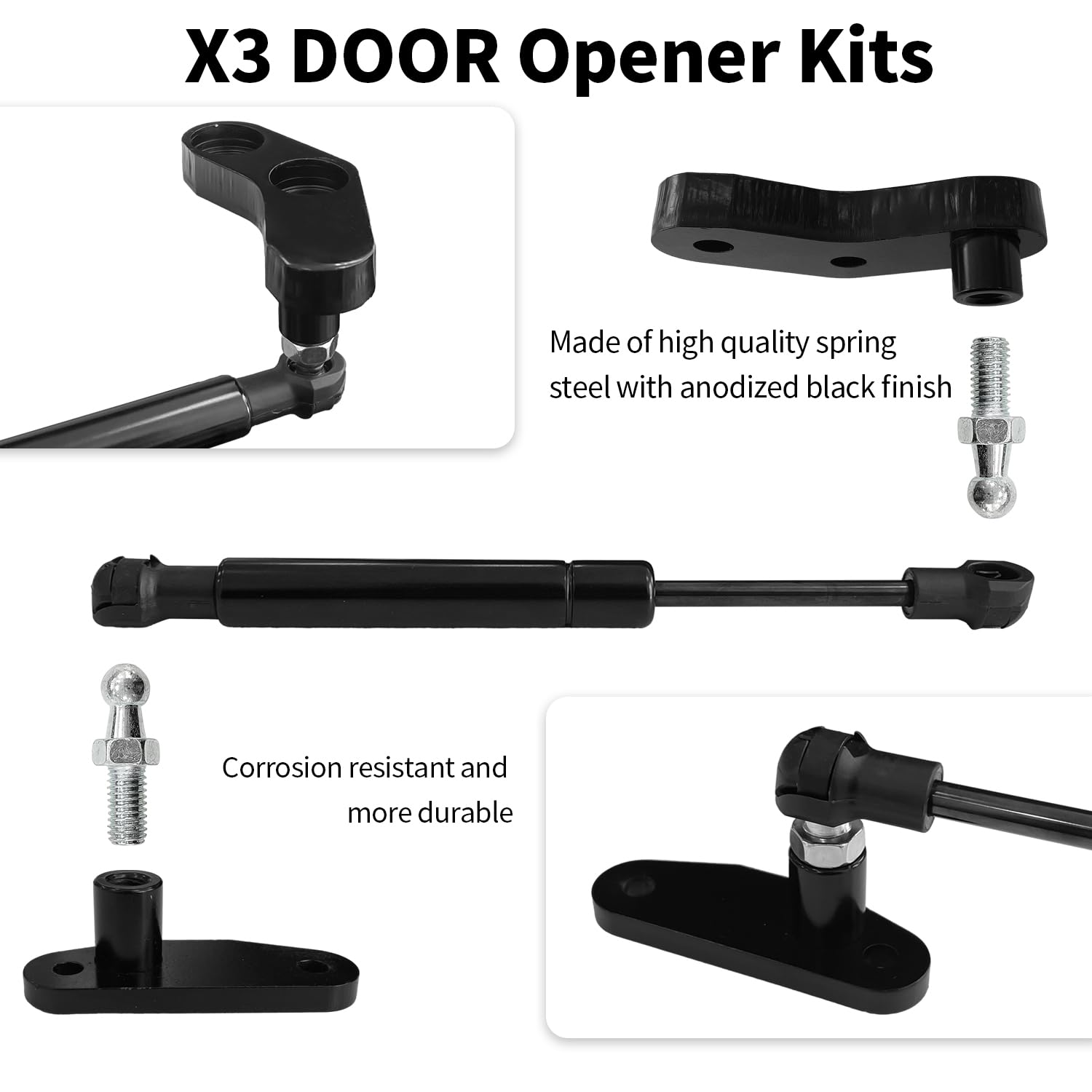 Sutekus X3 Door Opener Kits Door Shocks Struts Fits for Can-Am Maverick X3 and X3 Max Front and Rear Doors 2017-2022, Black
