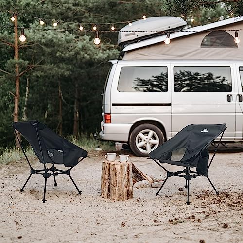 Sutekus Portable Camping Folding Chair Lightweight Camp Chair with Cup Holder and Side Bag Compact Backpacking Chairs for Camp Hiking Lawn Beach Sports