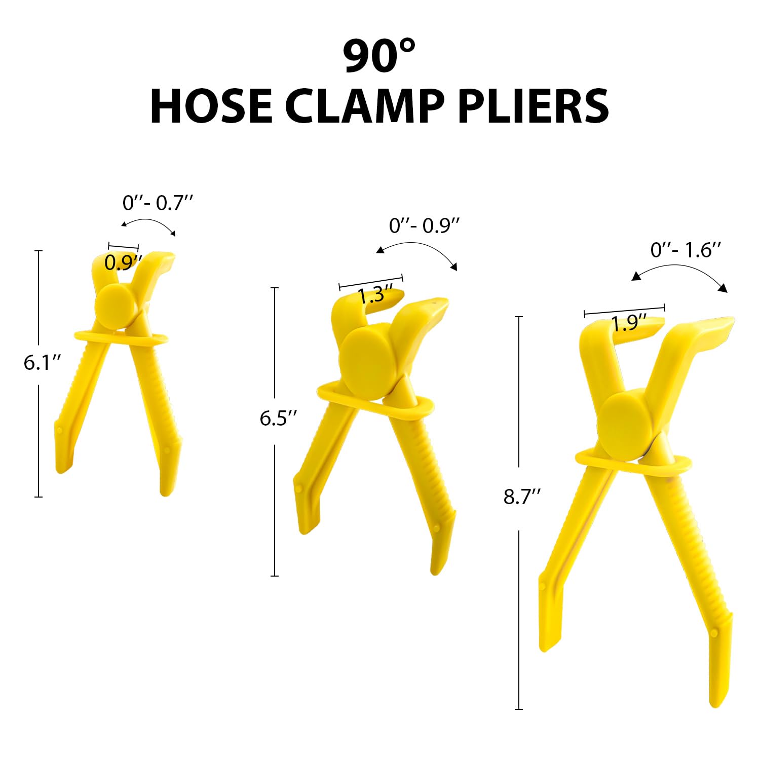 Sutekus Hose Pinch Off Pliers Hose Clamp Pliers Straight & 90 Angled Line Clamp Pliers for Flexible Hoses Brake Coolant Fuel Lines Automotive Tool, Yellow, 6Pcs