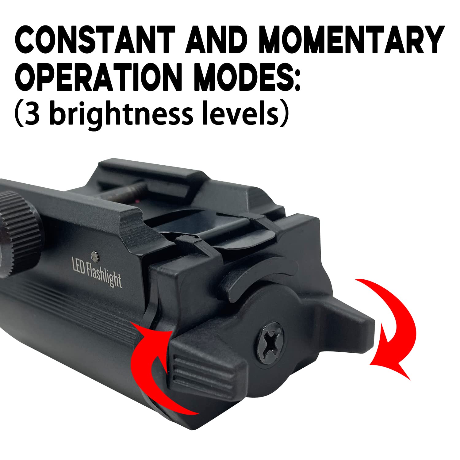 Sutekus 500 Lumens Tactical Flashlight Rail Mounted Compact Gun Pistol Light with Momentary On Mode for Airsoft Hunting Outdoor (Black)