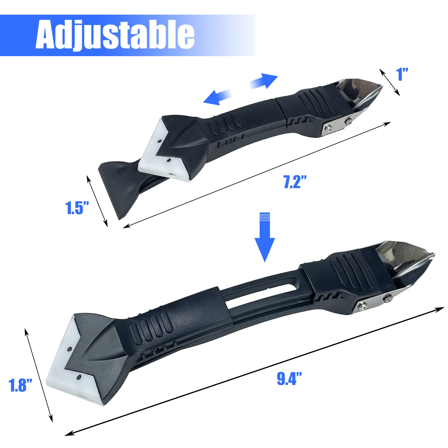 Sutekus 3 in 1 Silicone Caulking Tools Sealant Finishing Tool Grout Scraper Glass Glue Angle Scraper for Kitchen Bathroom Window Sink Joint