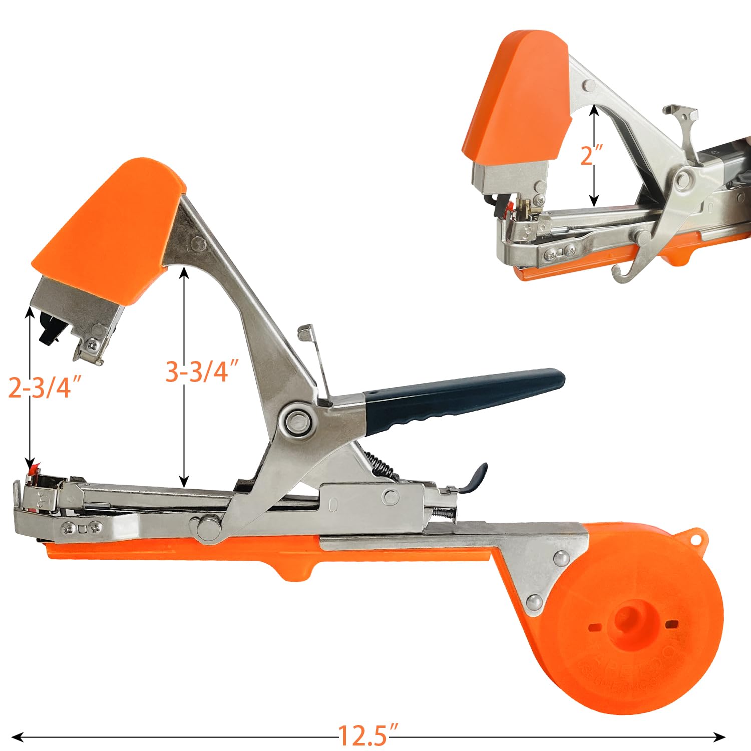 Sutekus Plant Tying Machine Garden Tape Tool Including Tapes, Staples andSpare Parts, Tomatoes Peppers and Cucumbers Tape Tool Fruit Twine Tool, Orange