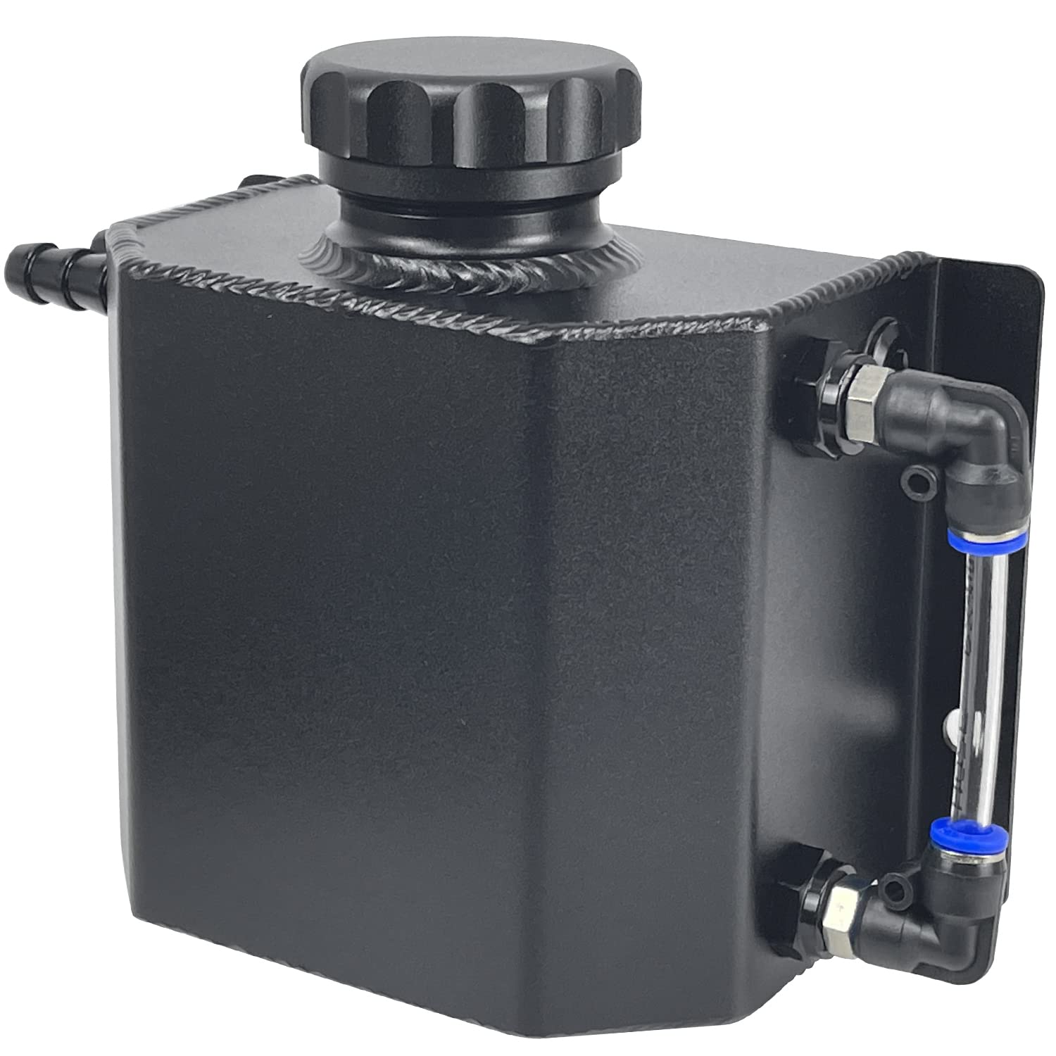 Sutekus Overflow Tank Universal Coolant Radiator Tank 1L Aluminum Coolant Reservoir Tank Expansion, Black