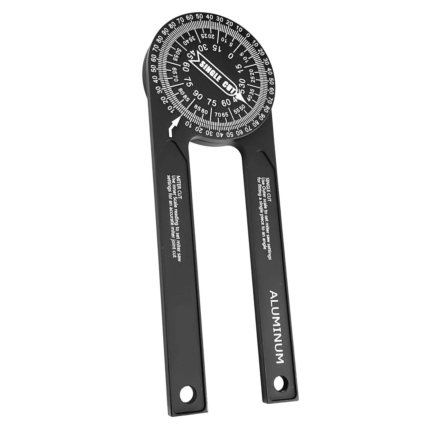 Sutekus Aluminum Miter Saw Protractor 7" Angle Finder Featuring Precision Laser Engraved Scales for All Building Trades, Plumbers, Carpenters