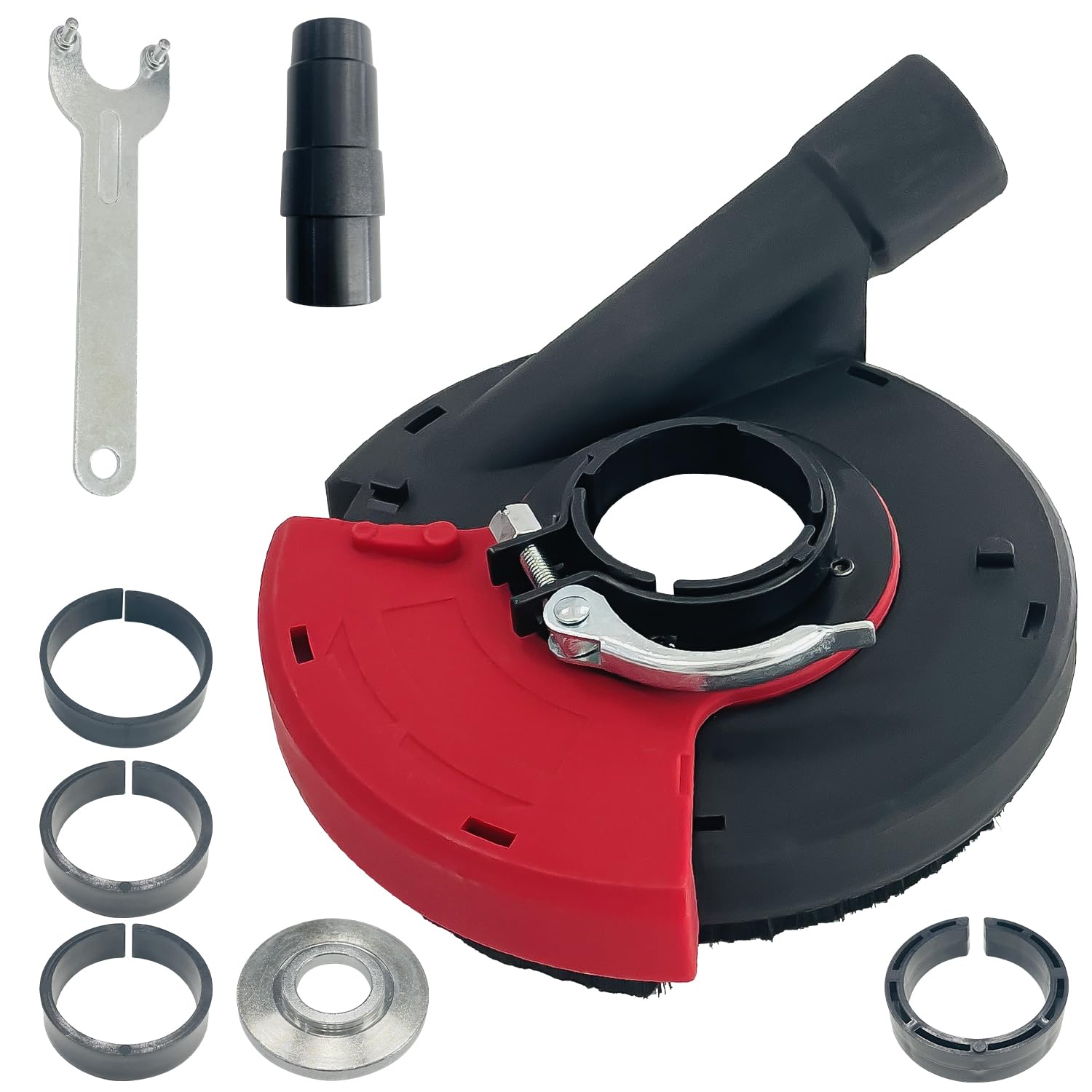 Sutekus Dust Shroud for Angle Grinder 4.5/5 inch Universal Surface Grinding Shroud with Accessories for Various Surfaces, Red