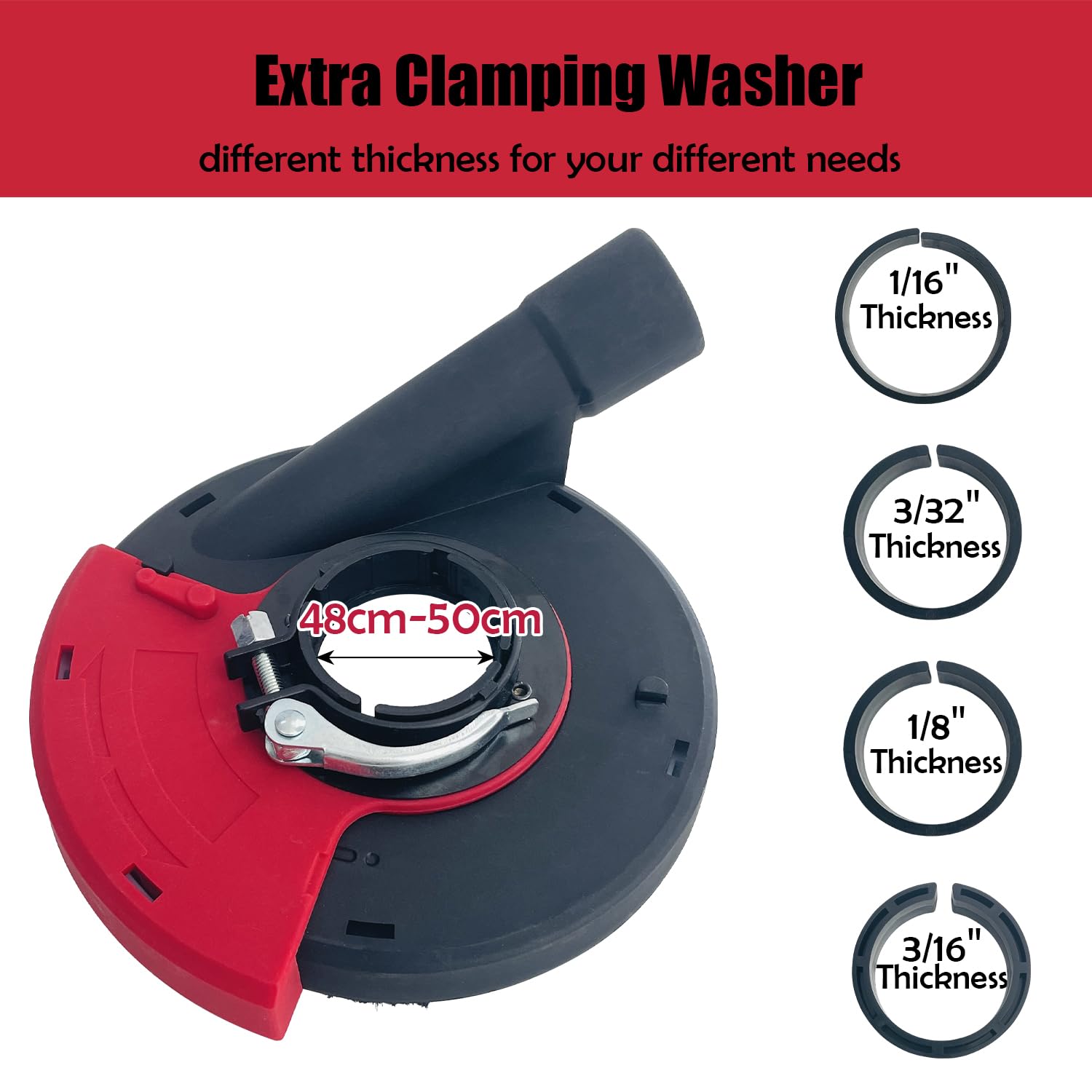 Sutekus Dust Shroud for Angle Grinder 4.5/5 inch Universal Surface Grinding Shroud with Accessories for Various Surfaces, Red
