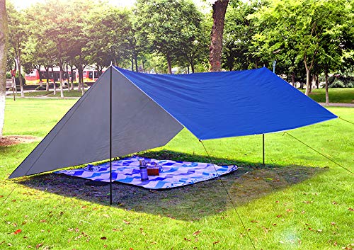 Sutekus Camping Tarp Hammock Rain Fly Waterproof Tent Tarp Lightweight Backpacking 12FT Extra Large Footprints for Camping Boat RV Or Pool Cover