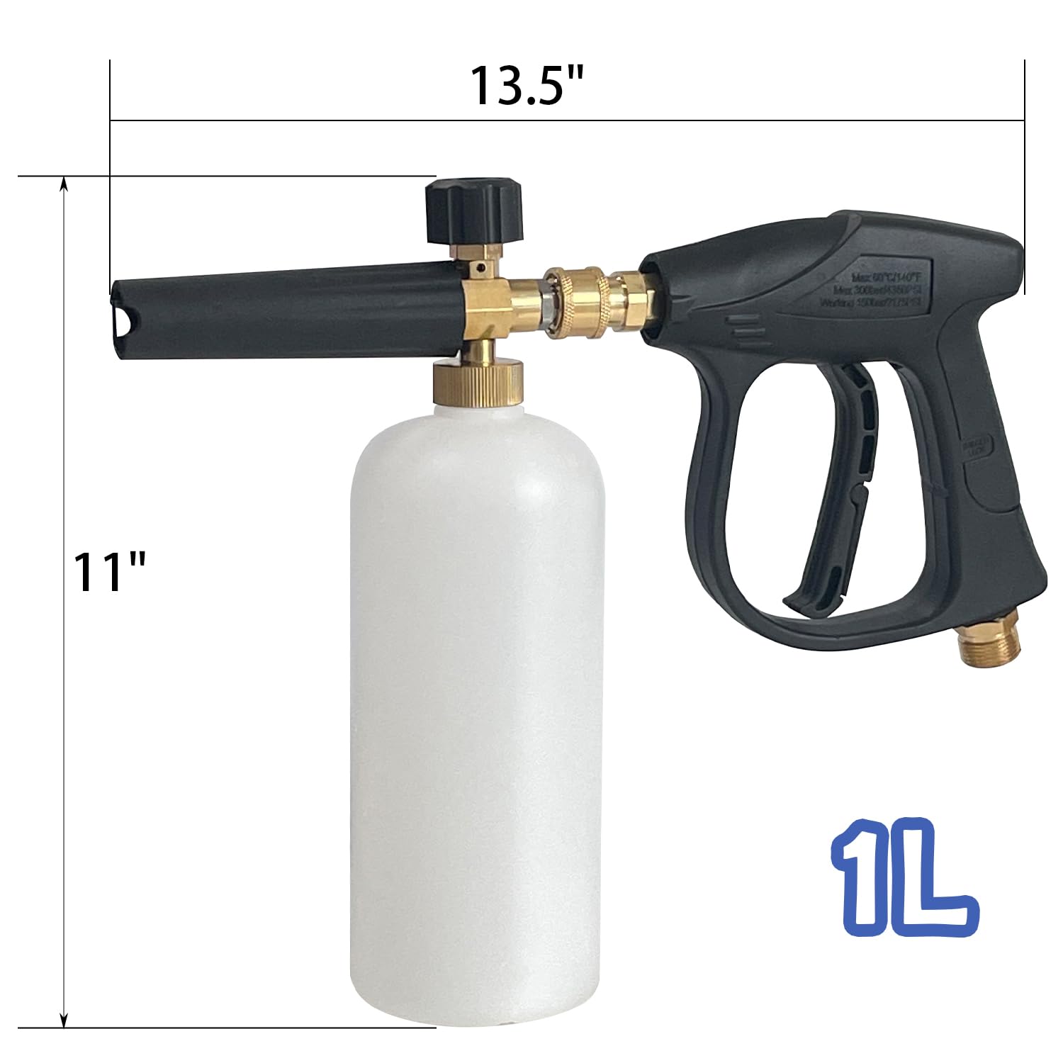 Sutekus High Pressure Washer Gun 4000 PSI Cannon Foam Blaster Power Washer 1L Car Wash Foam Cannon Kit with 5 Pressure Washer Nozzles