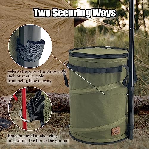 Sutekus Pop Up Storage Bin Collapsible Trash Can Recycle Container Reusable Utility Storage Bag with Zippered Lid for Camping, Laundry, Storage and Garden