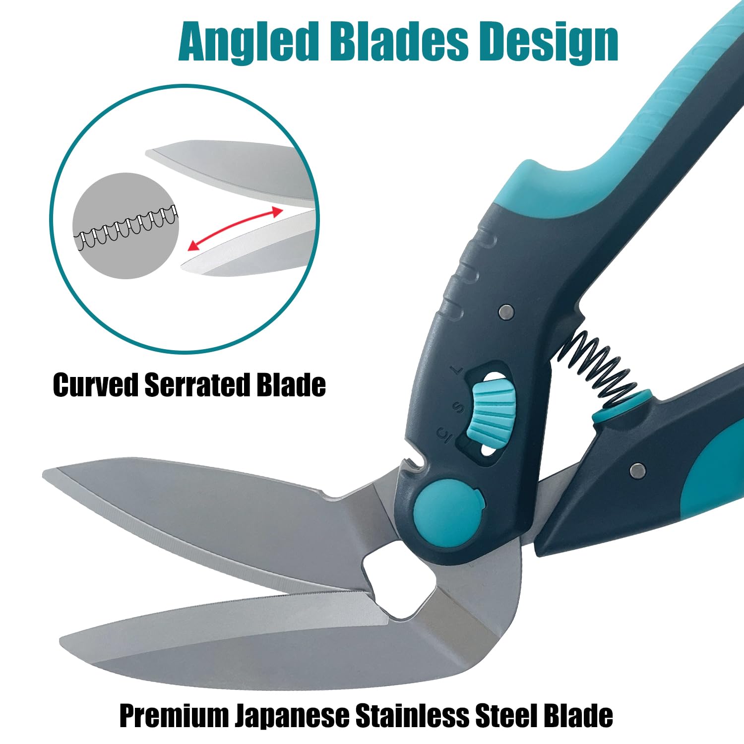 Sutekus 10" Angled Scissors Stainless Steel Industrial Shears Angled Craft Scissors Multipurpose Scissors for Thick Fabrics, Leather, Cardboard, Carpets, Gardening