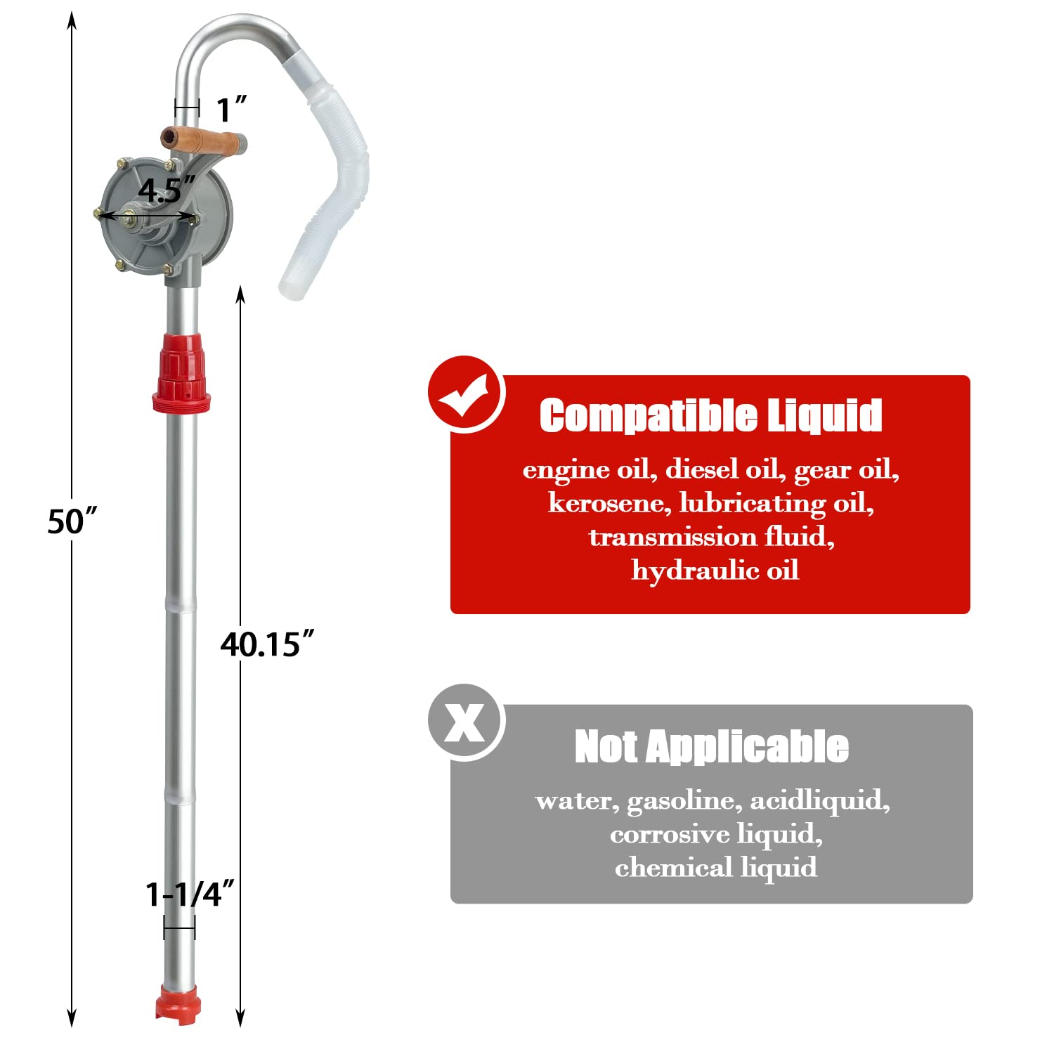Sutekus 15 to 55 Gallon Drum Pump Rotary Hand Pump Fuel Transfer Pump for Kerosene Gasoline Diesel liquid