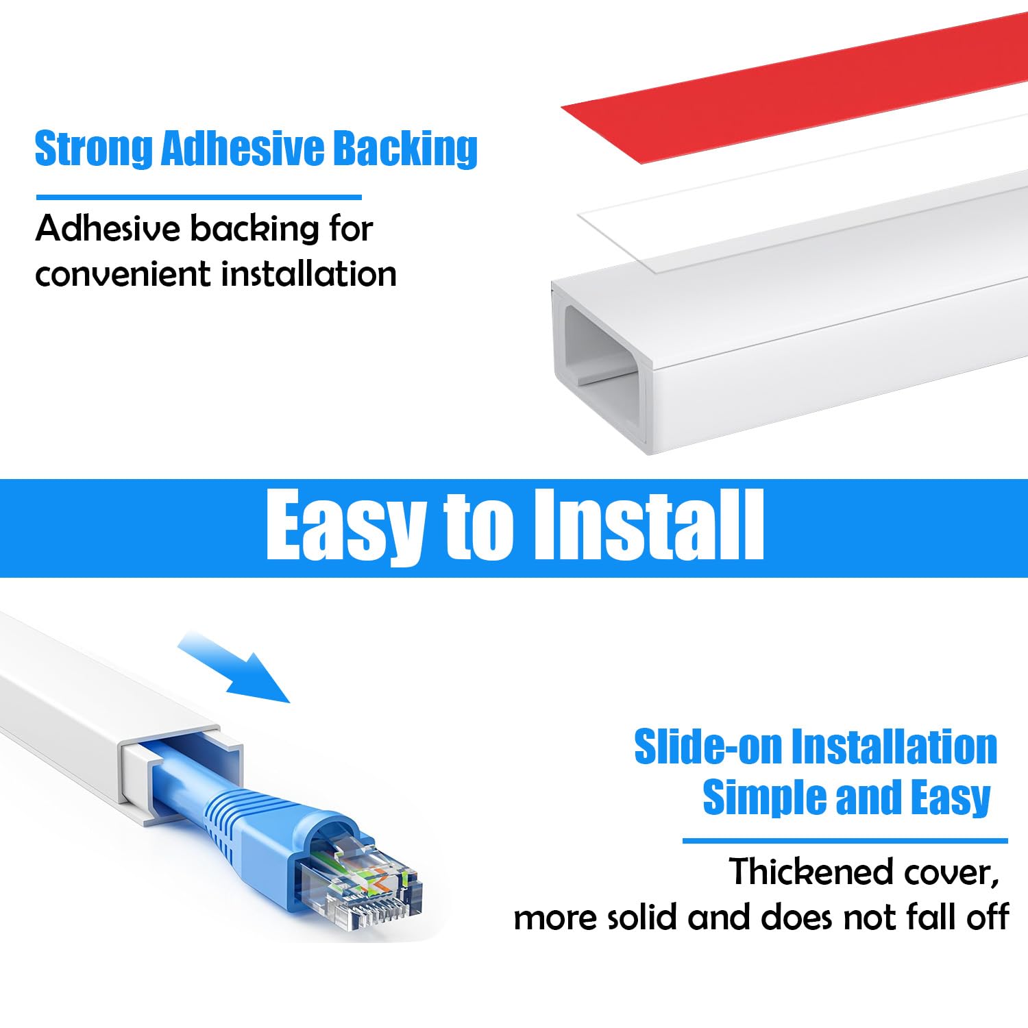 Sutekus Cable Hider Raceway Kit 390" Wire Hiders Self-Adhesive One-Cord Cable Concealer Paintable Cable Raceways for Home Office, 25Pcs x 15.6" L x 0.59" W x 0.4" H, White