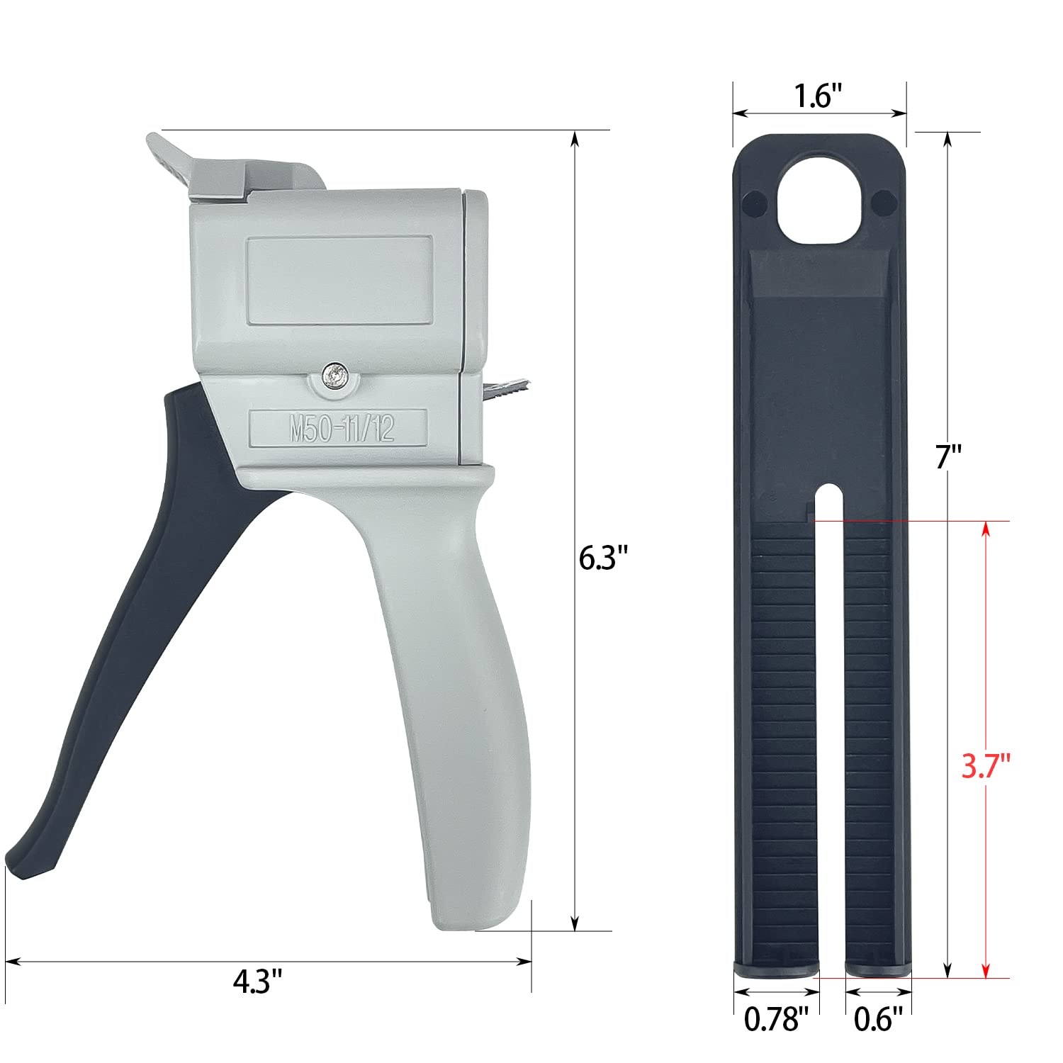 Sutekus 50ml Dispensing Gun Kit Impression Mixing Dispensing Gun Epoxy Glue Gun AB Gun 1:1/1:2